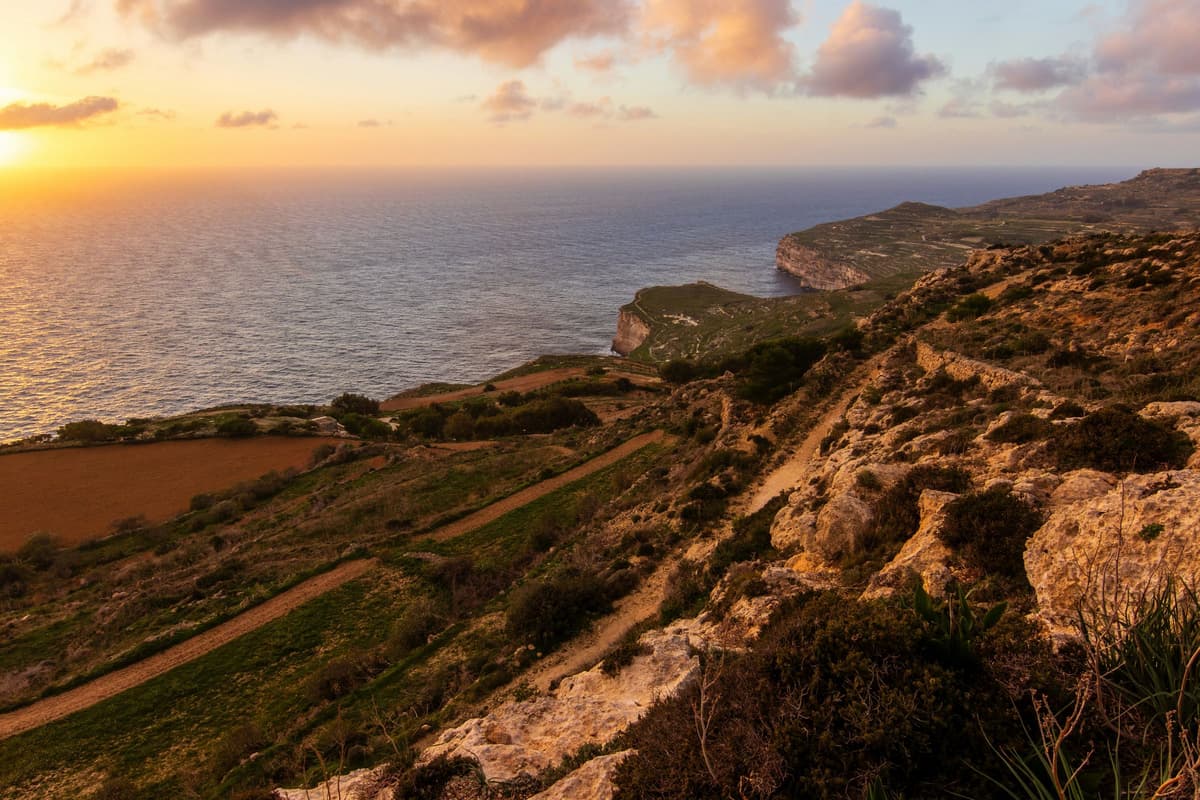 Dingli Cliffs at sunset, a stop on many full-day Malta tours