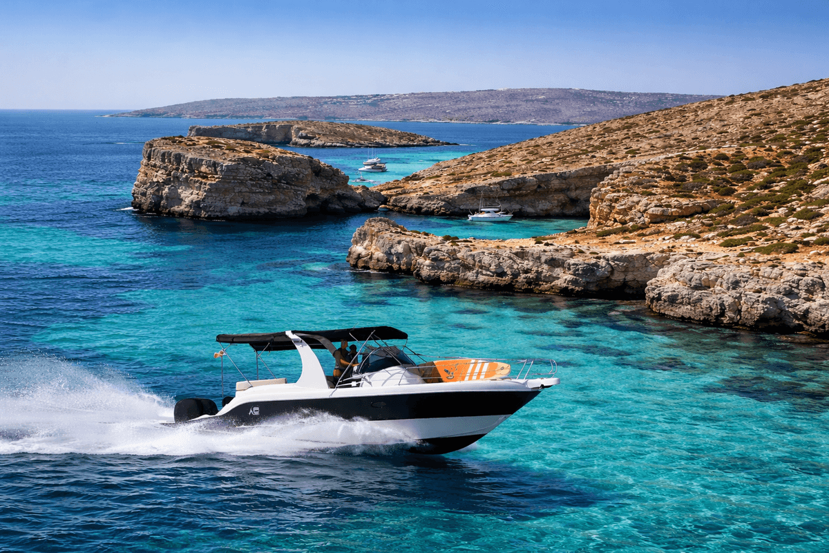 Sunset Cruise Charter-Private Boat Rental – Blue Lagoon, Crystal Lagoon and Gozo Luxury Escape – 4 Hrs